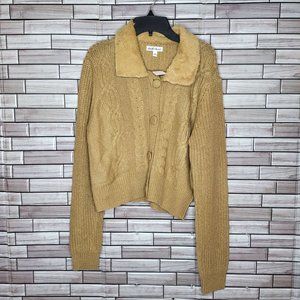 New Derek Heart Women's Sweater Size Medium Brown Long‎ Sleeve Button Warm Top